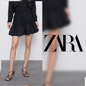 Zara Taffeta Black Mini Skirt XS